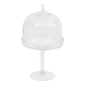 Bunny Blvd Glass Cloche 14in Bunny Cake Dome Pedestal Easter Decor New
